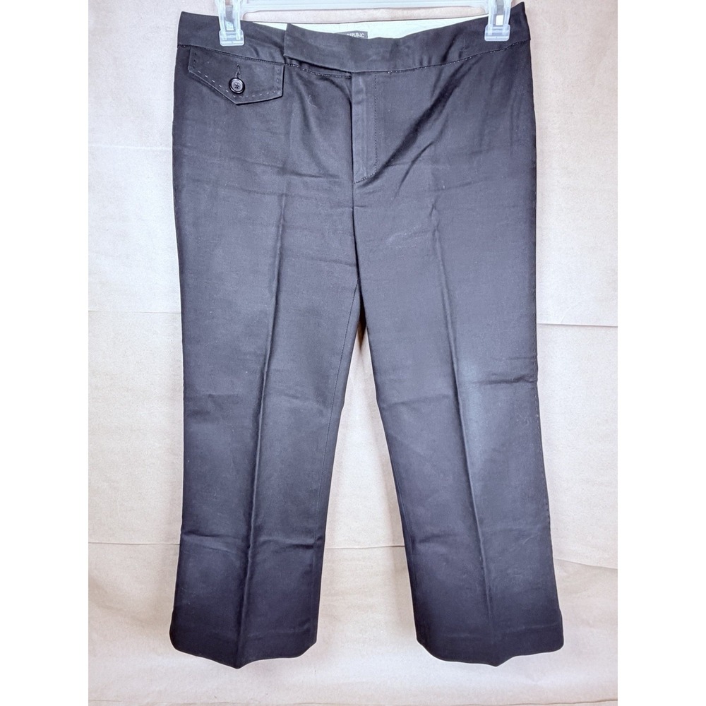 Banana Republic Women's Size 8 Black Stretch Cotton Pants Contrast Stitch Flare